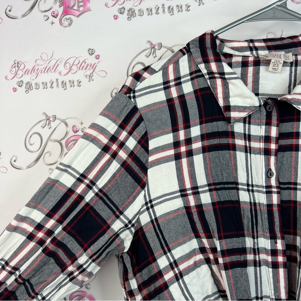 Eliane rose dress or long top plaid Chic Plaid Button-Down Shirt for Women - Picture 8 of 15